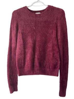 Sunday Best Burgundy Fuzzy Sweater